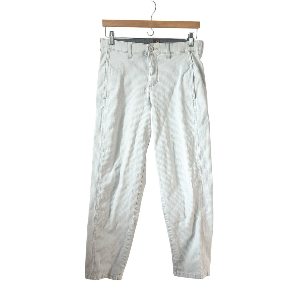 Vintage Lee Jeans White Striped Textured Straight Taper Pants‎ Size 28